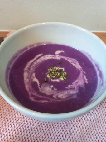 Langkah Gampang Membikin Resep Sup krim ubi ungu - Sup man muang (ซุปมันม่วง) yang Enak Banget Anti Ribet, Uenak Banget