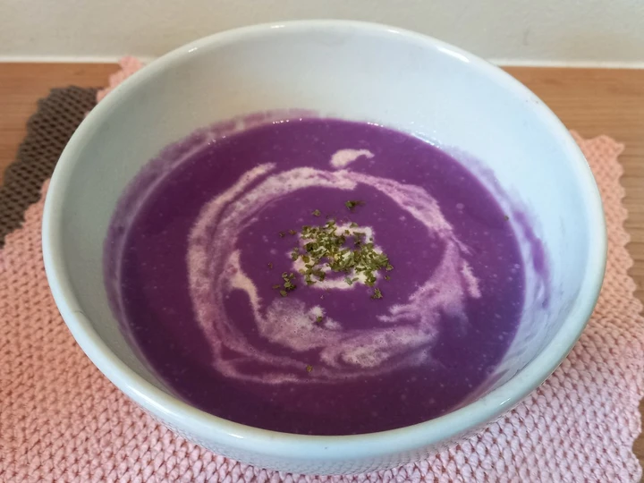 Cara Mudah Membikin Resep Sup krim ubi ungu - Sup man muang (ซุปมันม่วง) yang Uenak Anti Ribet, Uenak Banget