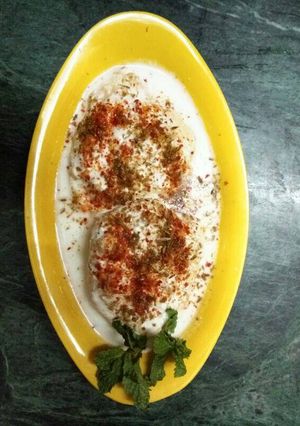 A picture of Moong Dal Dahi Vada.