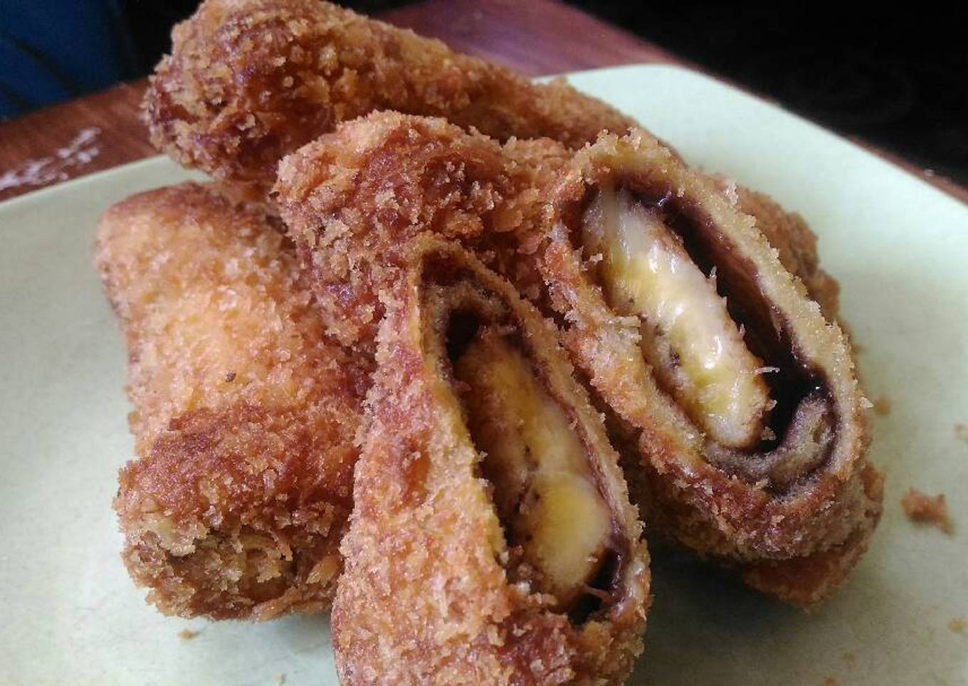 Roti tawar pisang gulung coklat