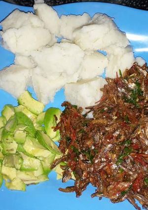 A picture of Fried omena.
