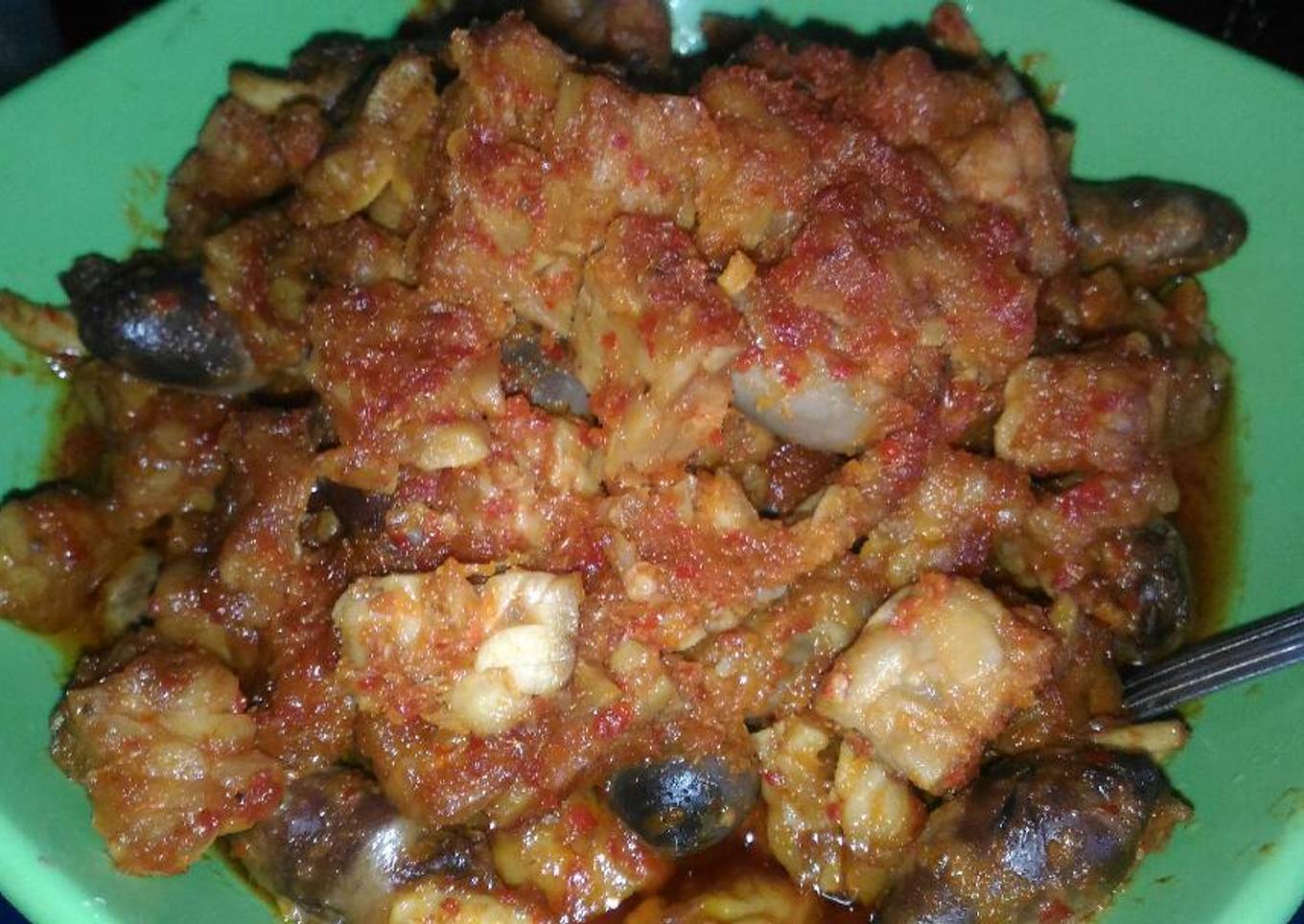 Balado jantung ayam dan tempe