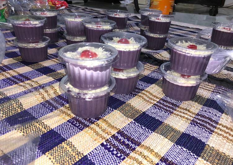 Resep Pudding ubi ungu lapis susu Anti Gagal