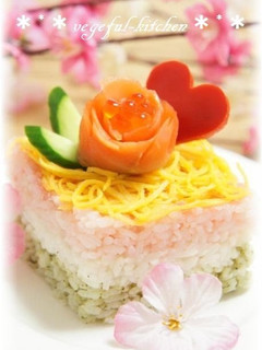 A picture of Easy Square-Shaped Chirashizushi and Cup Sushi For Girl's Day.