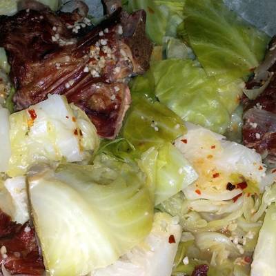 Southern style cabbage and neckbones-image