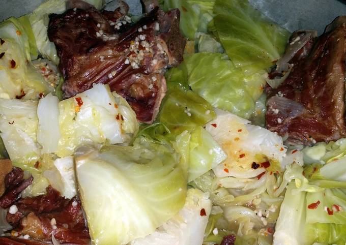 Southern style cabbage and neckbones