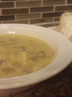 A picture of Cheeseburger Chowder.