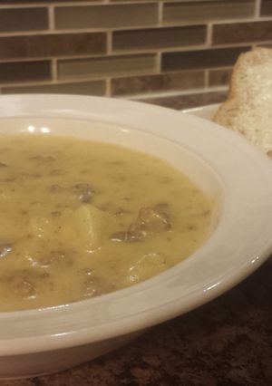 A picture of Cheeseburger Chowder.