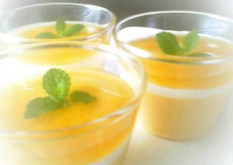 Simple Way to Prepare Ultimate Creamy Melting Triple-layered Mango Pudding