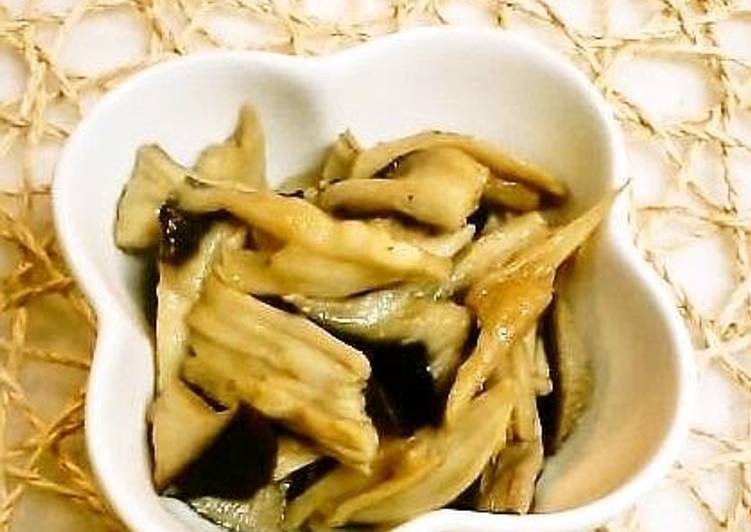 Easy Cooking in a Microwave King Oyster Mushrooms Simmered in Butter and Soy Sauce