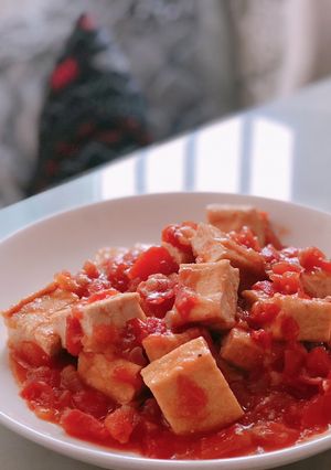 Hình của món Đậu hủ sốt cà chua.