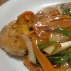 A picture of Flounder in Sweet & Sour Vegetable Sauce.