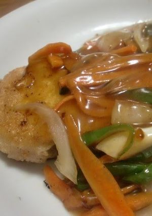 A picture of Flounder in Sweet & Sour Vegetable Sauce.