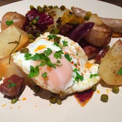 Sausage, Egg An Chips A La Med A picture of Sausage, Egg An Chips A La Med.
