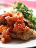 Mackerel Tatsuta Topped with Grilled Tomato