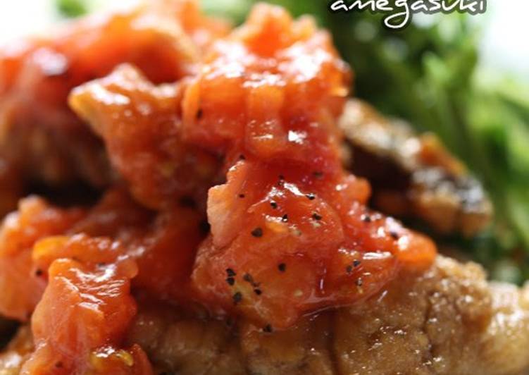 Easiest Way to Prepare Super Quick Homemade Mackerel Tatsuta Topped with Grilled Tomato