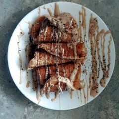 A picture of Pancake Bites with Coffee Cream.