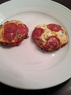 A picture of English muffin Pizzas.