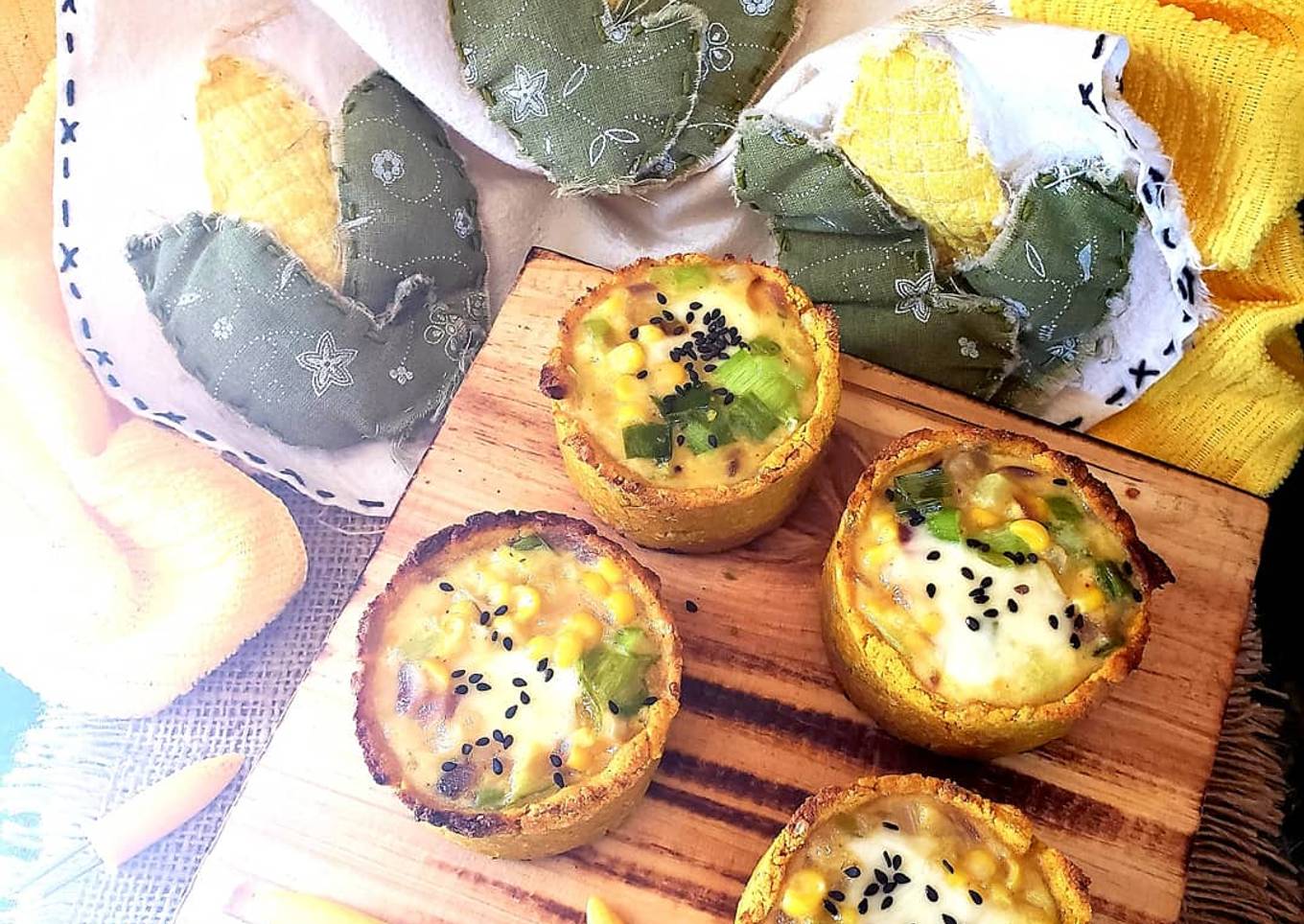 Vasitos de calabaza🎃rellenos de choclo 🌽y queso💛