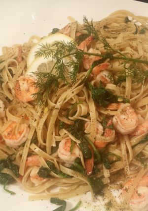 A picture of Lemon Dill Shrimp and Pasta.