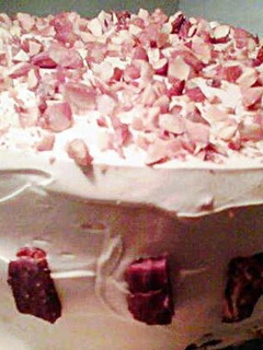 A picture of Watchamacallit Peanut Butter Almond Cake.