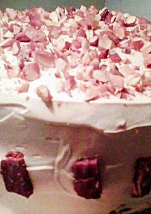 A picture of Watchamacallit Peanut Butter Almond Cake.