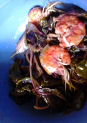 A picture of Delicious Spinach with shrimps..
