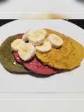 Pancake de avena tricolor