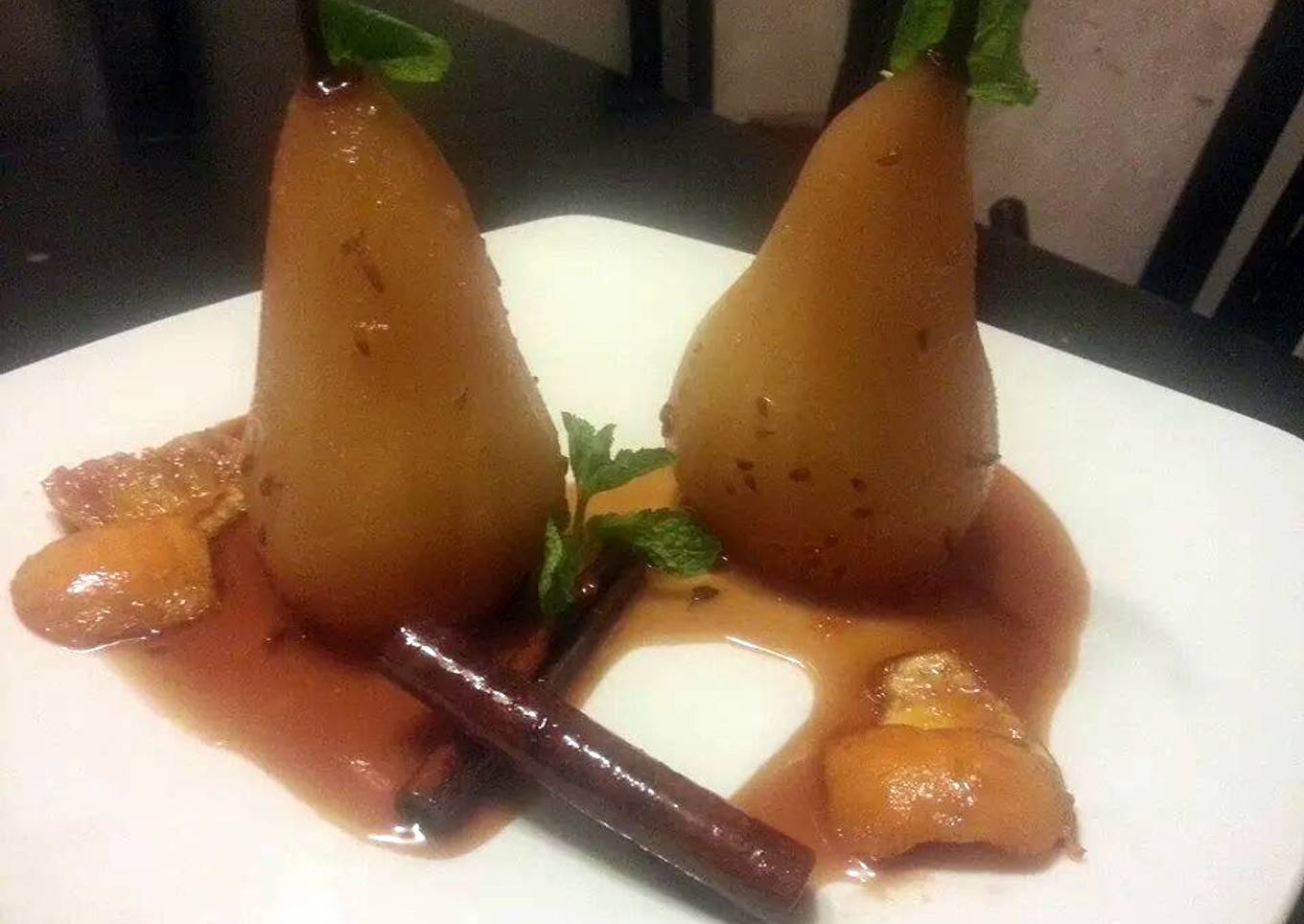 Orange lavender poached pears