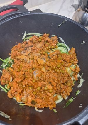 Una foto de Spaguettis de Calabacín con Boloñesa Especial