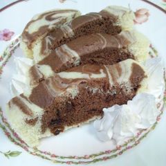 A picture of Easy Marble Sponge Cake in the Microwave with Pancake Mix.