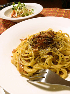 A picture of Pasta for Lunch! My Family's Favorite Pasta Carbonara.