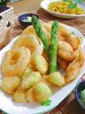 Beer-Battered Fried Fava Beans and Chicken Tenders