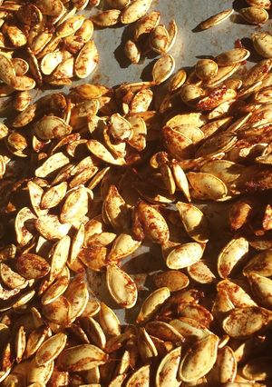 A picture of Cinnamon sugar pumpkin seeds.