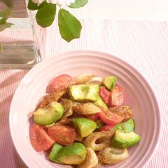 Quick Chikuwa, Avocado, and Tomato Stir-fry A picture of Quick Chikuwa, Avocado, and Tomato Stir-fry.