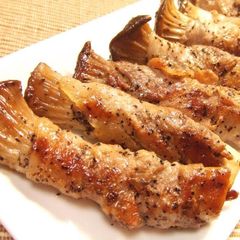 A picture of Easy and Yummy! King Oyster Mushroom & Pork Roll Sauté.