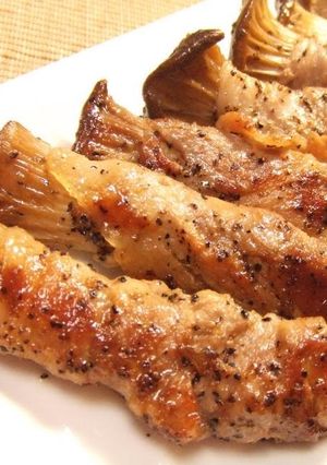 A picture of Easy and Yummy! King Oyster Mushroom & Pork Roll Sauté.