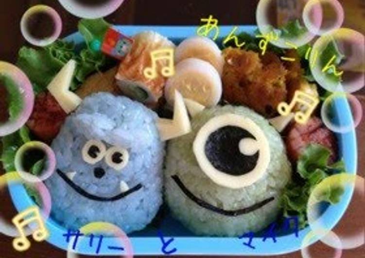 Recipe of Perfect Easy! Charaben (Decorative Bentos) For School Outings - Sully and Mike from Monsters Inc.