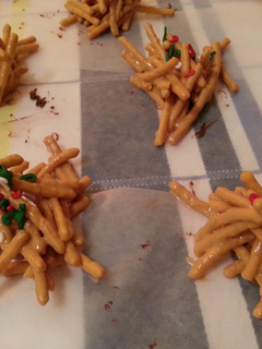 A picture of Butterscotch & Peanut Butter Chinese Noodle "Spider" Cookies.