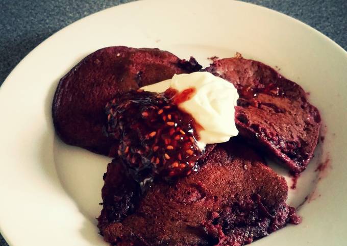 Chocolate beetroot pancakes
