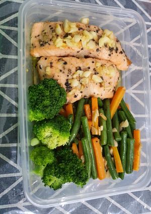 Foto resep Grill Salmon with Vegie