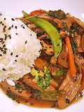 Asian Pork and vegetable in spicy garlic brown sauce