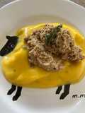 Baby food: chicken with eggplant and gem squash cream cheese thyme mash
