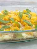 Eggless mango biscuit custard pudding