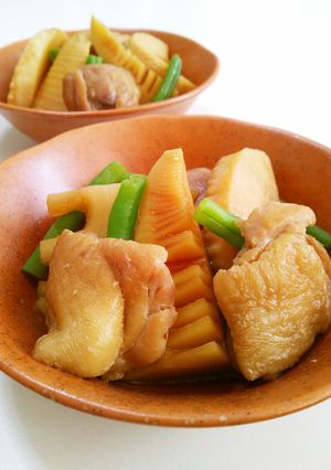 A picture of Simmered Chicken and Bamboo Shoots.