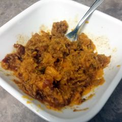 A picture of Spicy Bacon Chili (with sweet potato mash).