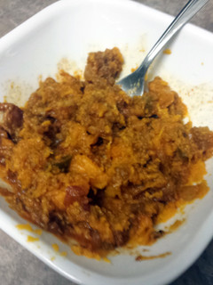 A picture of Spicy Bacon Chili (with sweet potato mash).