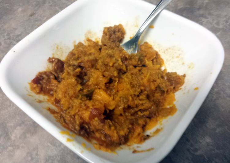 Spicy Bacon Chili (with sweet potato mash)