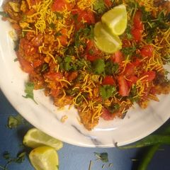 A picture of Rajasthani Dhaba Style khichiya Papad Churi.