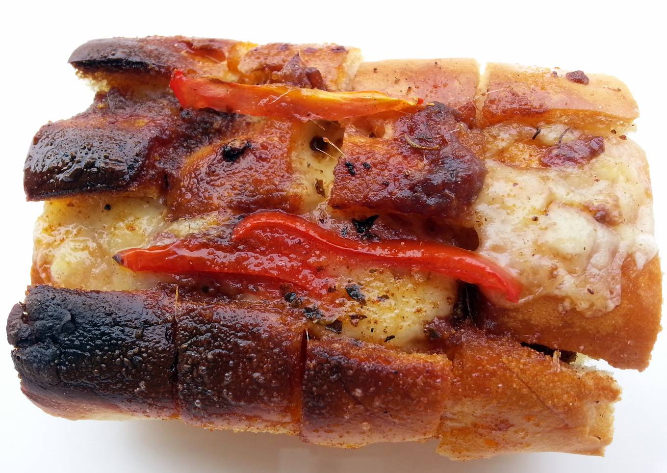 Anchovy baguette sandwich with cheese